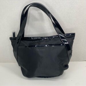 Shiseido Black Small Tote Cosmetic Bag Zipper Closure Travel